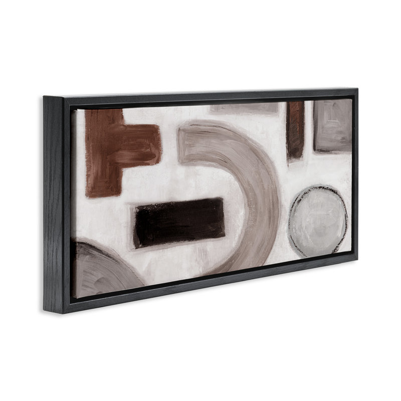  Art mural encadré Boho, H 11 po x l 25 po, Cadre flottant noir de jais