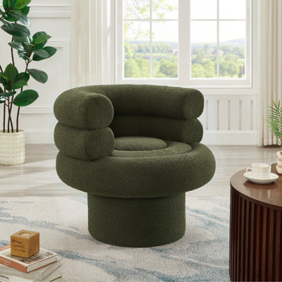Fauteuil d'appoint rond rond en peluche 30 po 30 po Teddy