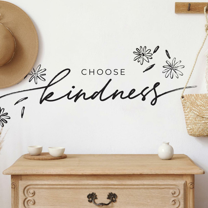 Black Choose Kindness Peel and Stick Vinyl Wall Decal
