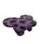 Table basse moderne en faux travertin texturé avec forme de papillon en mauve et noir