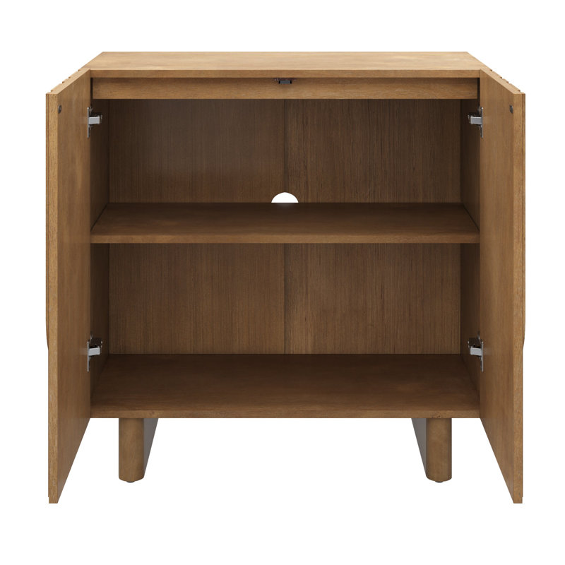 Crédence de buffet vintage avec portes sculptées géométriques, 2