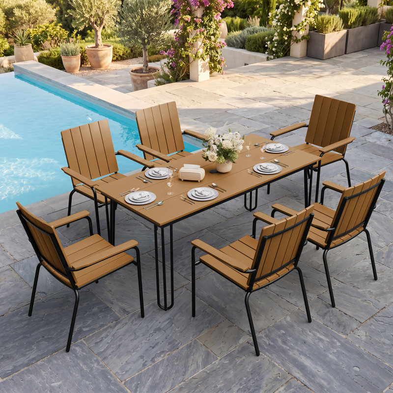 Ensemble de 4 chaises d'extérieur en polystyrène, Brun