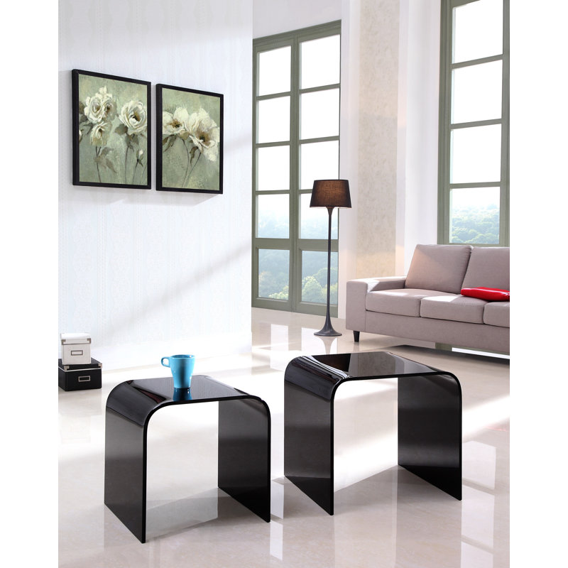 Lavern Glass Top Sled Nesting Tables