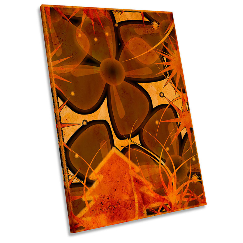 X0244 Grunge Flower Floral Design - Wrapped Canvas Print, 18cm H x 12cm W x 2cm D