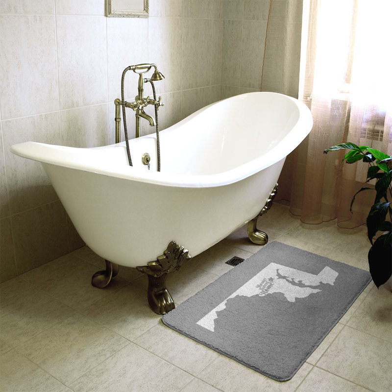 Memory Foam Non-Slip Bath Rug, 17" W x 21" L, Gray