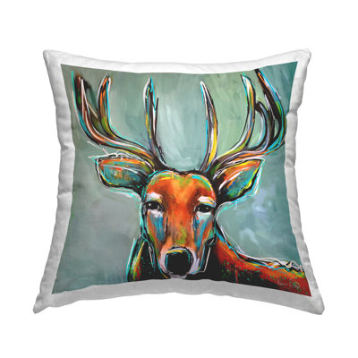 Coussin décoratif abstrait à imprimé de cerfs abstraits par Karrie Evenson