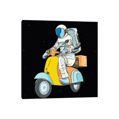 Cosmonaut And Scooter - Wrapped Canvas Print