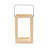 16" Clear And Natural Glass And Solid Wood Tabletop Lantern Candle Holder