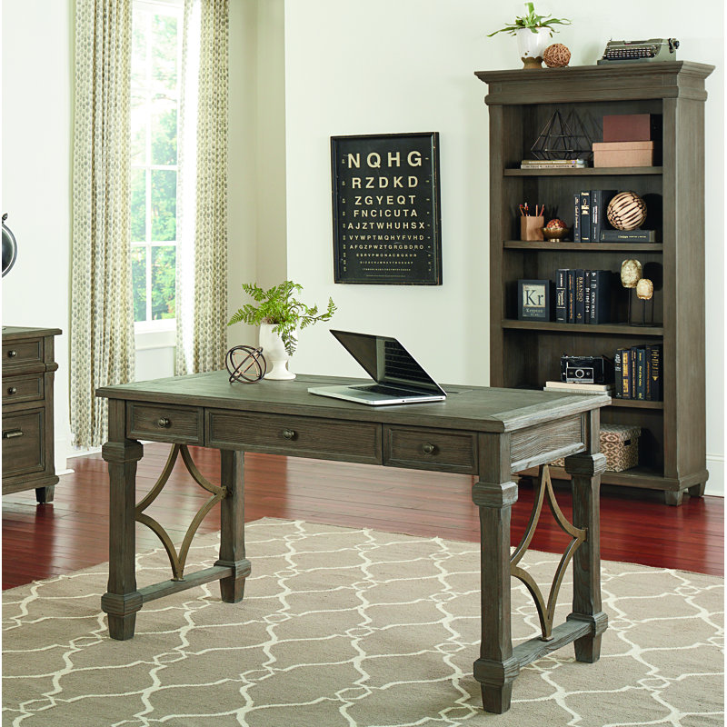 Alderton Solid Wood Solid Wood Writing Desk with Built-In Electrical Outlet