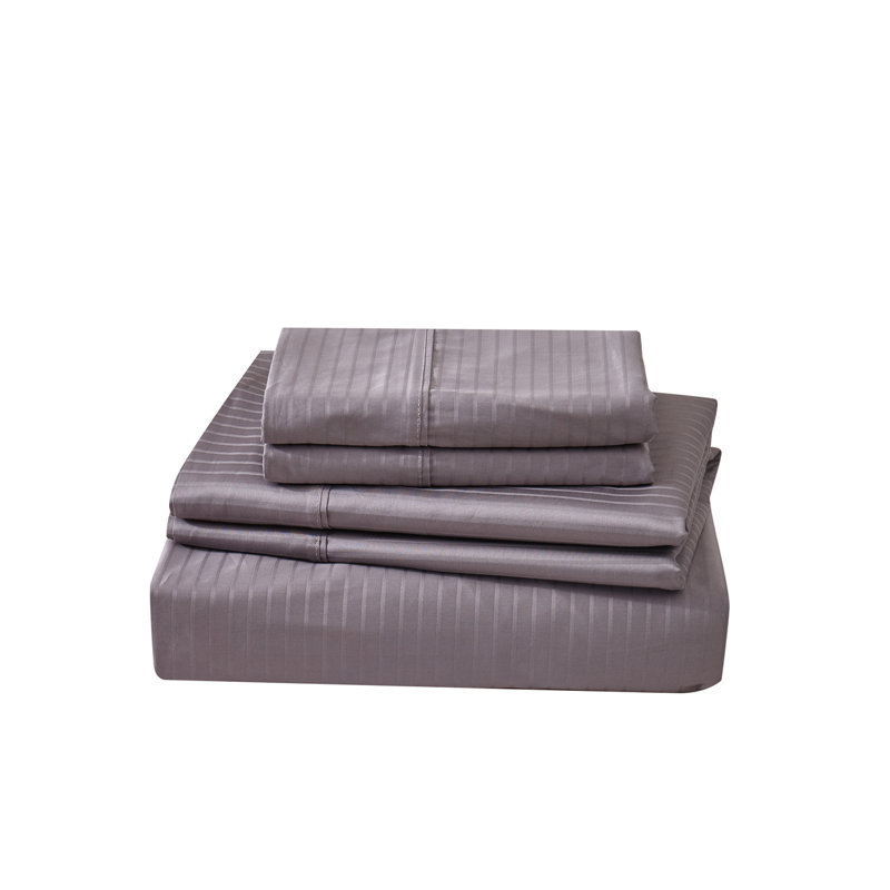 Ensemble de draps 100% coton 600 fils 600 fils jacquard, Gris, Grand