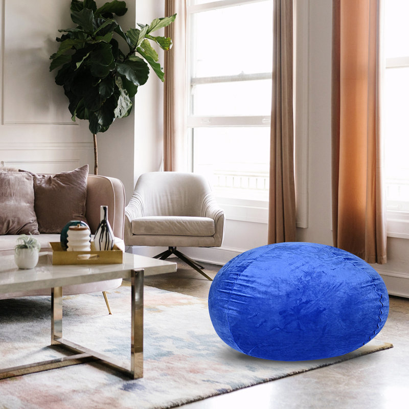 Fauteuil à billes Ben Velvet, Velours bleu, H 39 po x l 56 po x P 56 po 