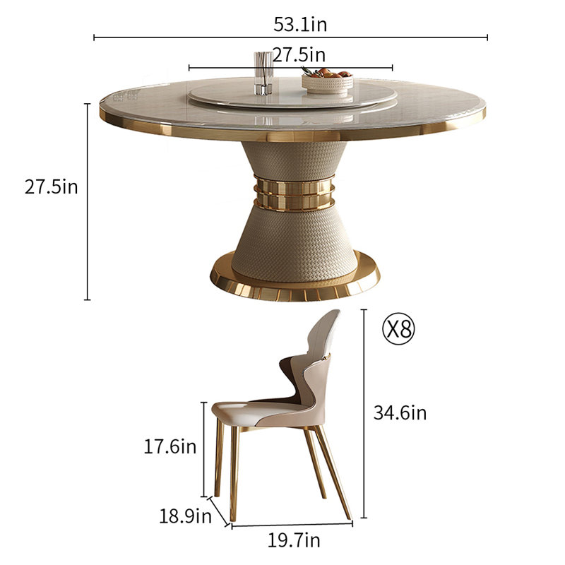 White Natural Marble Round  Dining Table Sets