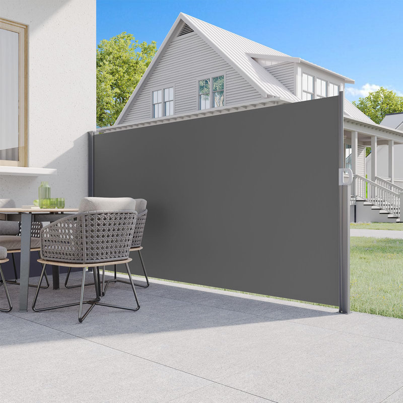 Auvent latéral rétractable en tissu, Gris foncé, H 71 po x l 138 po