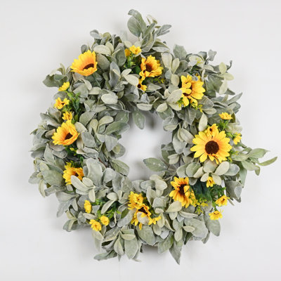 24" Spring Summer Sunflower Floral Wreath for Front Door