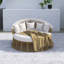 Outdoor Patio Rattan Round Daybed With Retractable Canopy