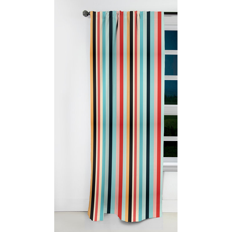 Rideau occultant rayé bleu et rouge Adventure - 1 panneaux, L 52 po x L 108 po
