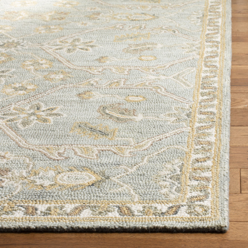 Airlie Oriental Handmade Tufted Wool Area Rug in Slate/Beige, Rectangle 2' x 3'