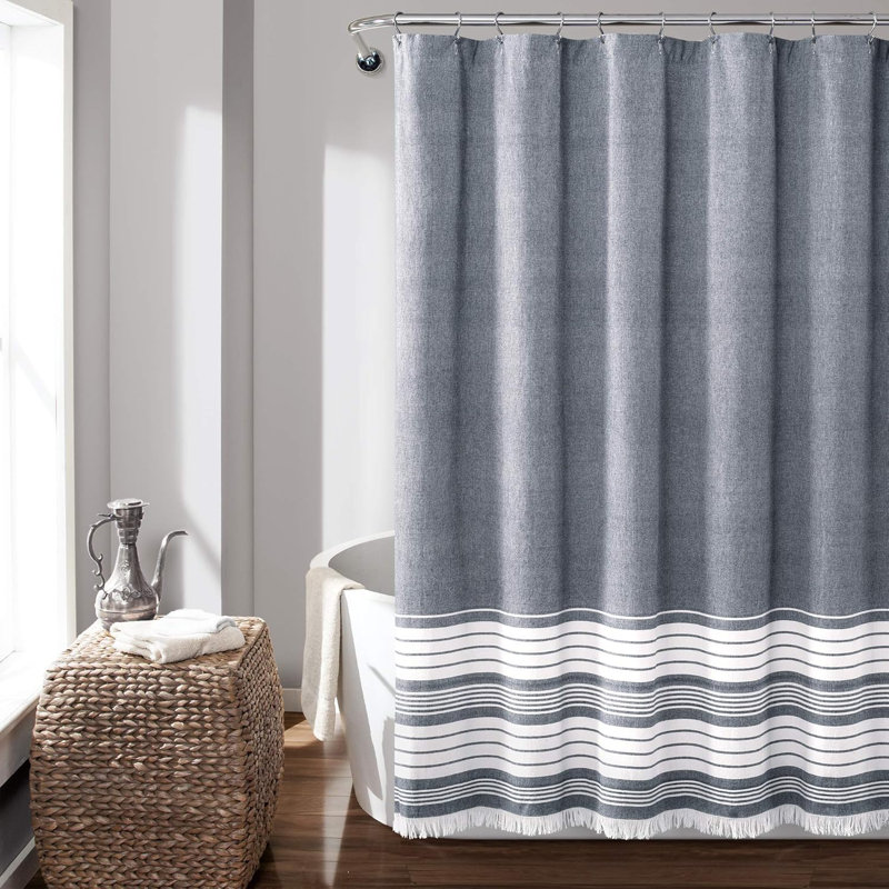 Cotton Shower Curtain Set, Navy