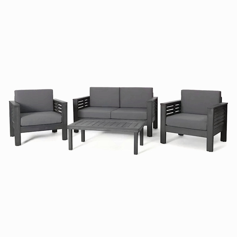 Ensemble de causeuse et de table basse d'extérieur avec coussins