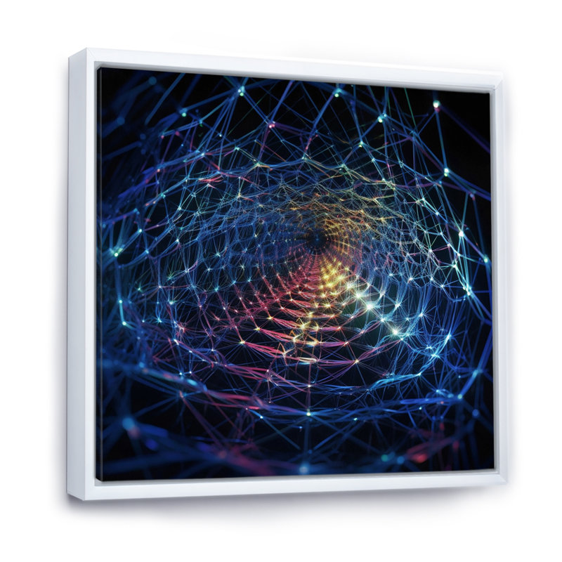 Futuriste Infinity Matrix I - Fractals, impression d'art mural, H 16 po x l 16 po x P 1 po, Cadre flottant blanc