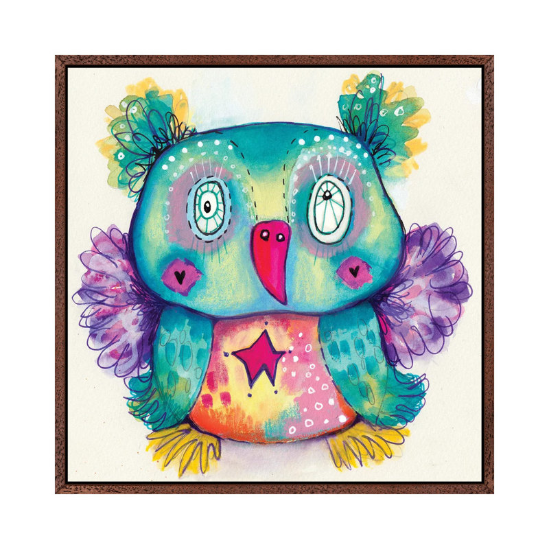 Teddy Bear Quirky Bird by Tamara Laporte - Print on Canvas, Classic Brown Wood Framed, 93.98 cm H x 93.98 cm W