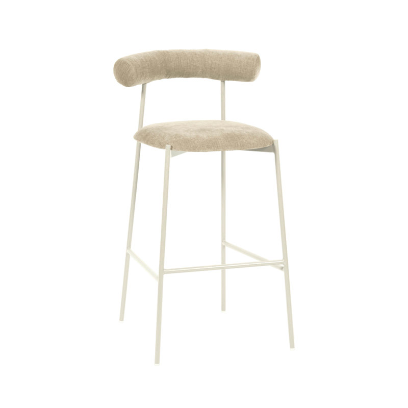 Geraldina Velvet Bar & Counter Stool, Bar Stool (29.1” Seat Height), Taupe