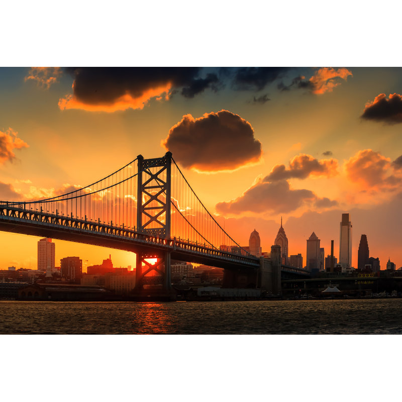 Weldona Ben Franklin Bridge by F11photo - Wrapped Canvas Print, 30cm H x 46cm W 3.8cm D