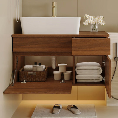 Petit meuble-lavabo flottant simple 31,5 "avec lavabo