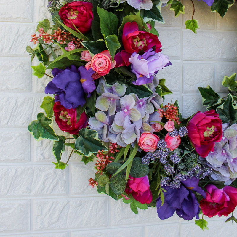 Couronne en soie fleur, H 30 po x l 30 po x P 6 po