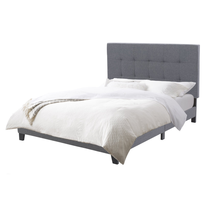Upholstered Slat Bed, Gray, Full/Double