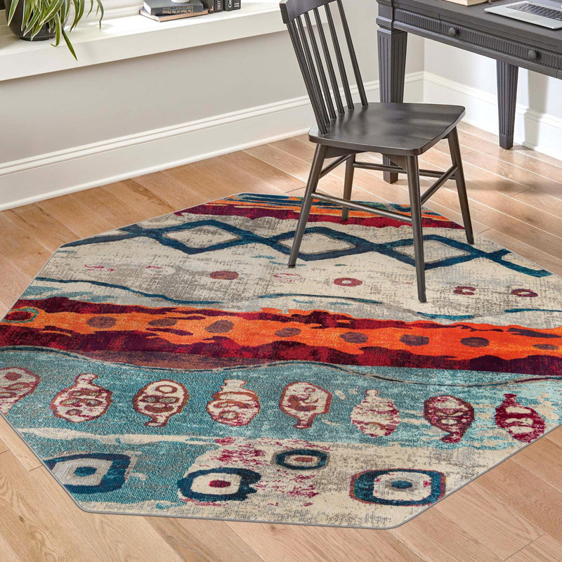 Washable Indoor Rug, Octagon 5'3" x 5'3"