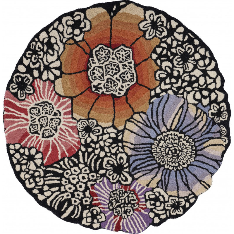 Adrienna Hand Tufted Floral Indoor Rug, Round 6'