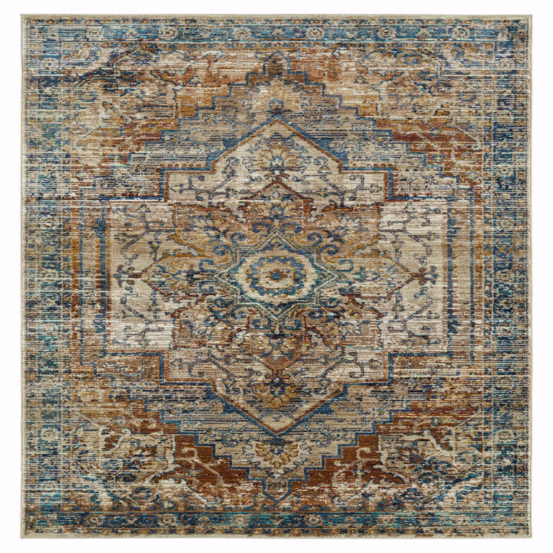 Tapis rectangulaire contemporain, transitionnel, oriental, texturé et vieilli 7 pi 10 po x 10 pi 10 po