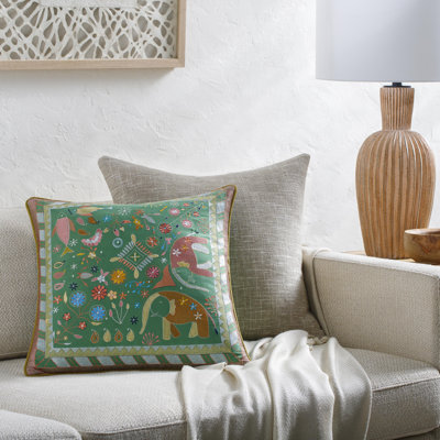 Millie Kay Embroidered Cotton Throw Pillow