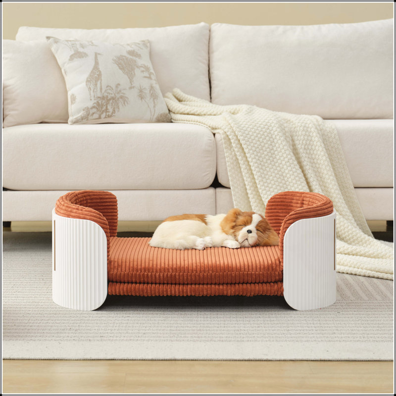 Lit pour animaux de compagnie, Brun / Blanc, H 10,23 po x l 33,46 po x P 20,07 po