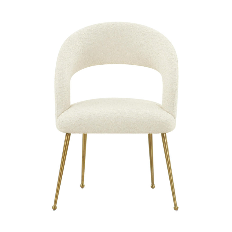 Chaise de salle à manger Diane Performance Boucle en crème, Tissu bouclé crème, Doré