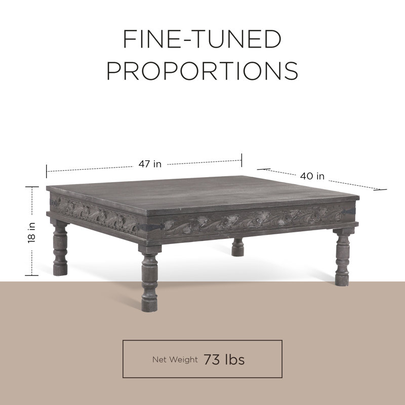 Maven Lane Emin Handmade Heritage Wooden Rectangular Coffee Table, Gray