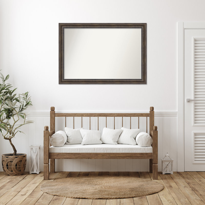 Miroir mural en bois massif Bostynn, Rectangle, H 34,5 po x l 49,5 po