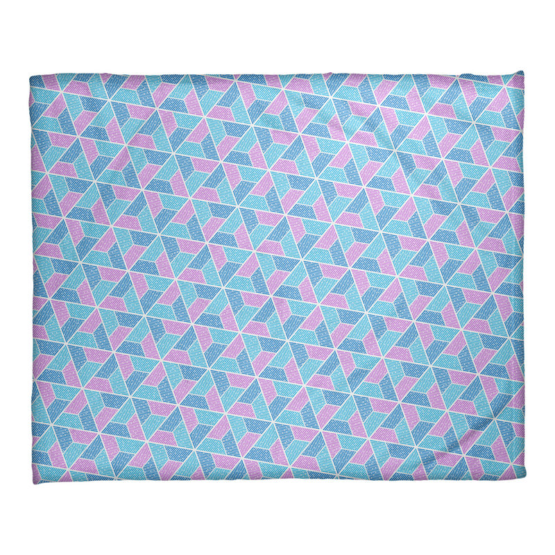 Couverture Katelyn Elizabeth Trapezoids, l 32,5 po x L 42,5 po, Bleu / Mauve