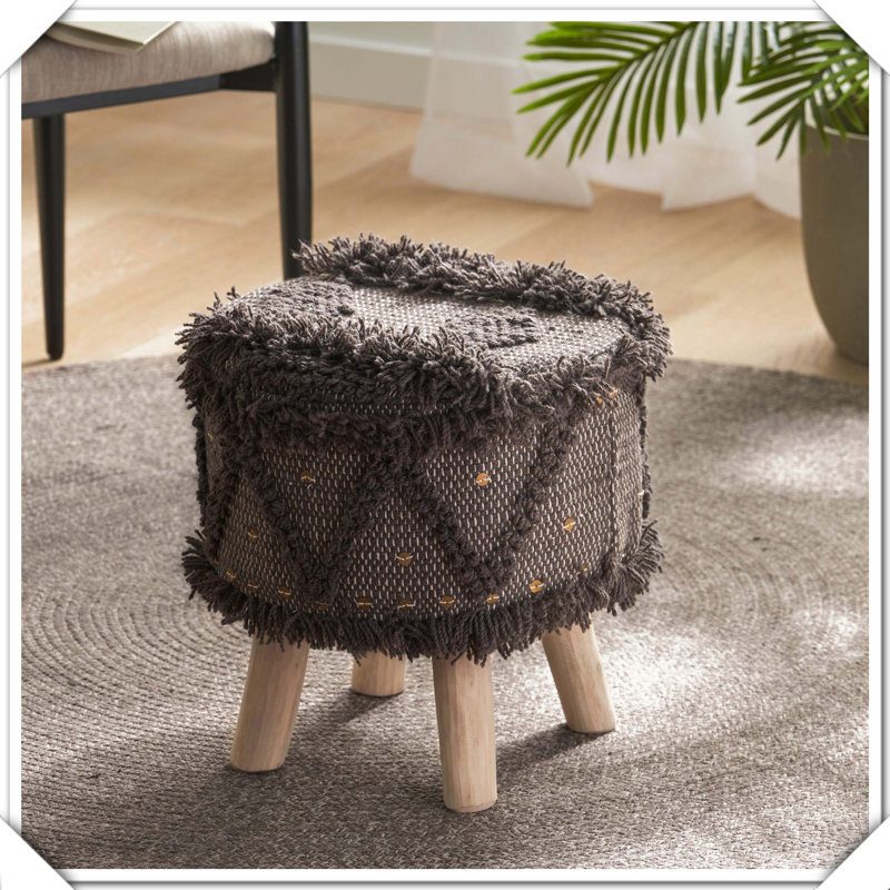 Tabouret de pieds en laine fabriqué à la main en coton fonctionnel, polyvalent, pratique, compact, confortable et polyvalent