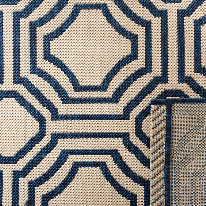 Arneshia Geometric Navy/Gray Indoor / Outdoor Area Indoor/Outdoor Area Rug, Rectangle 2'7" x 5'