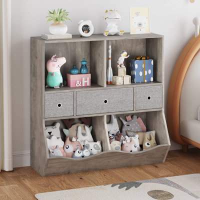 Rangement pour jouets pour enfants, bibliothèque pour enfants avec 2 tablettes, 3 tiroirs amovibles et 2 casiers