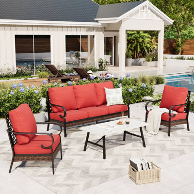 4 Piece Sofa Seating Group With Cushions