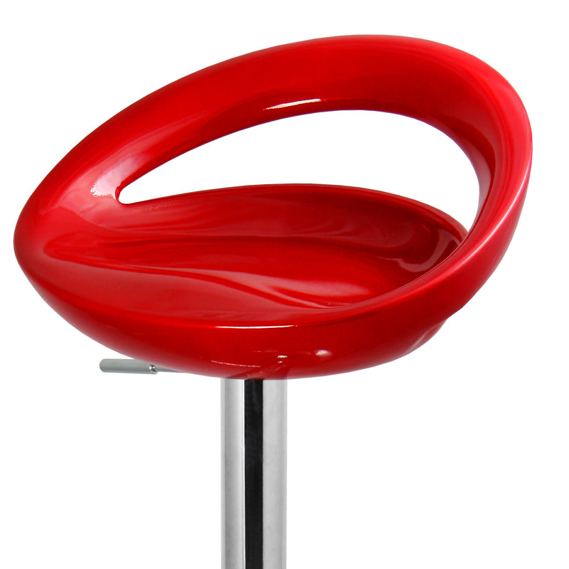 Basham Swivel Adjustable Height Counter Stool with Metal Frame, Red