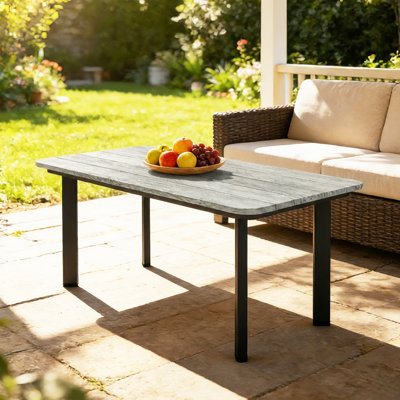Rectangular Wood Metal Outdoor Coffee Table , 90cm W 49cm D