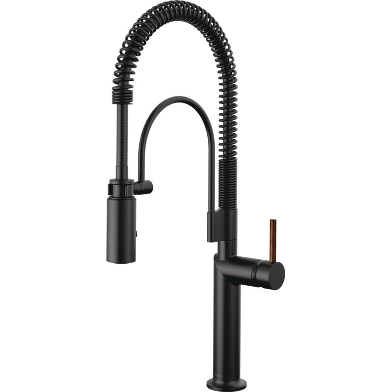 Odin® Semi-Professional Kitchen Faucet, Matte Black, Wood Lever Handle