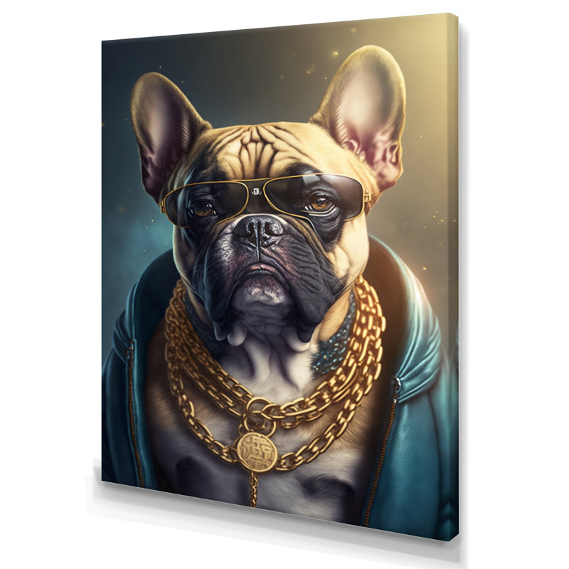 «Frenchie Gangster in NYC IV», impression sur toile, H 20 po x l 12 po x P 1 po, Toile tendue