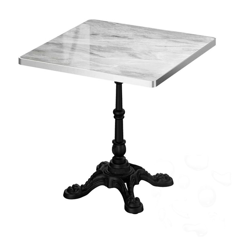 Patio Marble-Look Square Table, Light Slate Gray