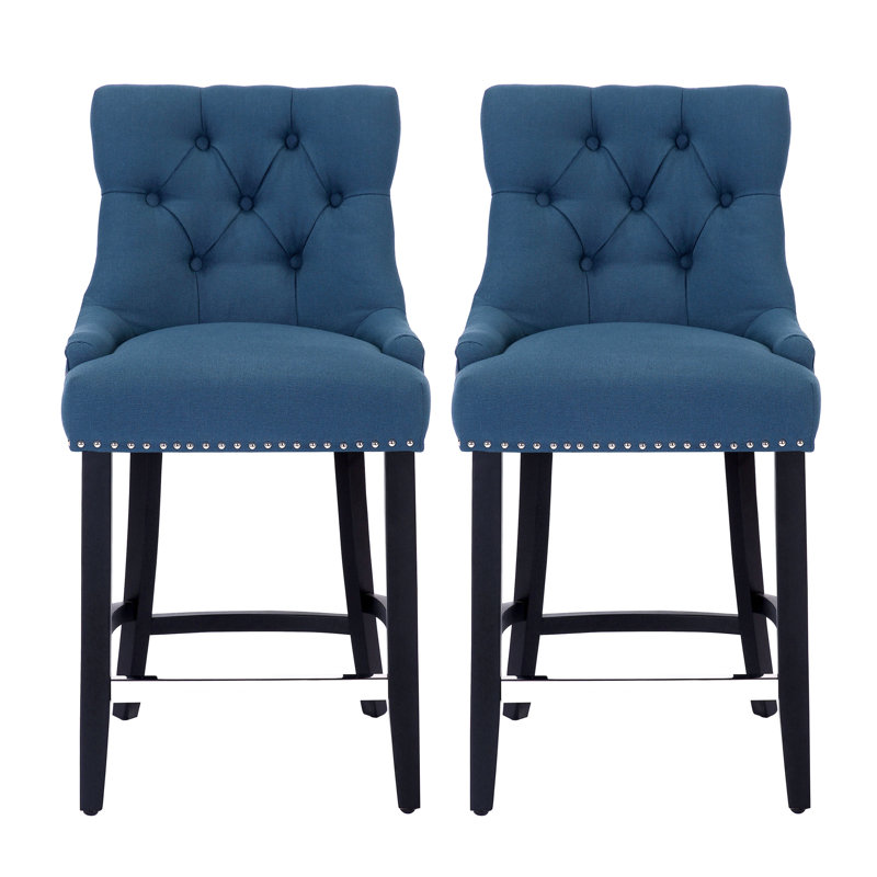 Tabouret Wren, Bleu sarcelle, Noir, Tabouret de comptoir (siège d’une hauteur de 24