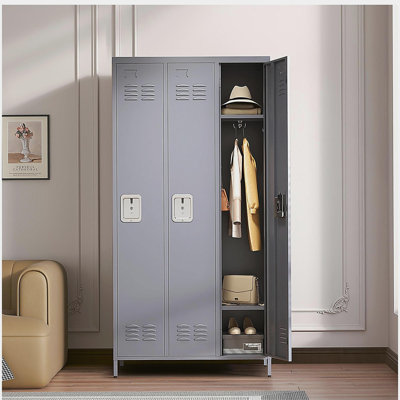 3 casiers en métal à 3 portes de 72 po de hauteur avec serrure pour les employés, armoire de rangement pour le garage à domicile